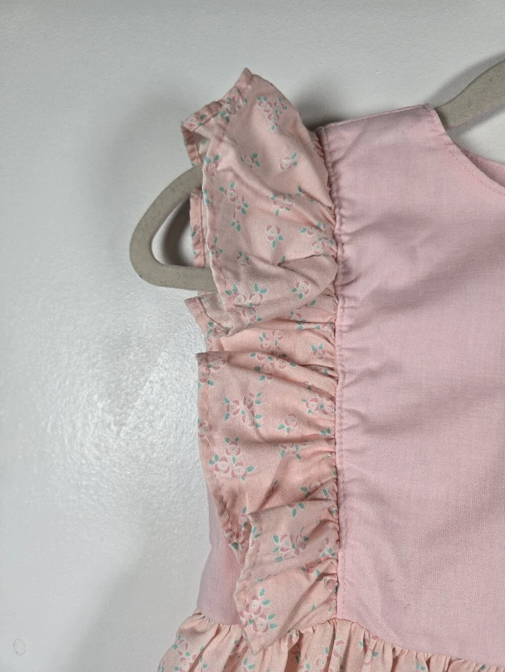 Vintage 80s OshKosh Bgosh Pink Floral Ruffle Cotton Dress Girls Size 6X USA